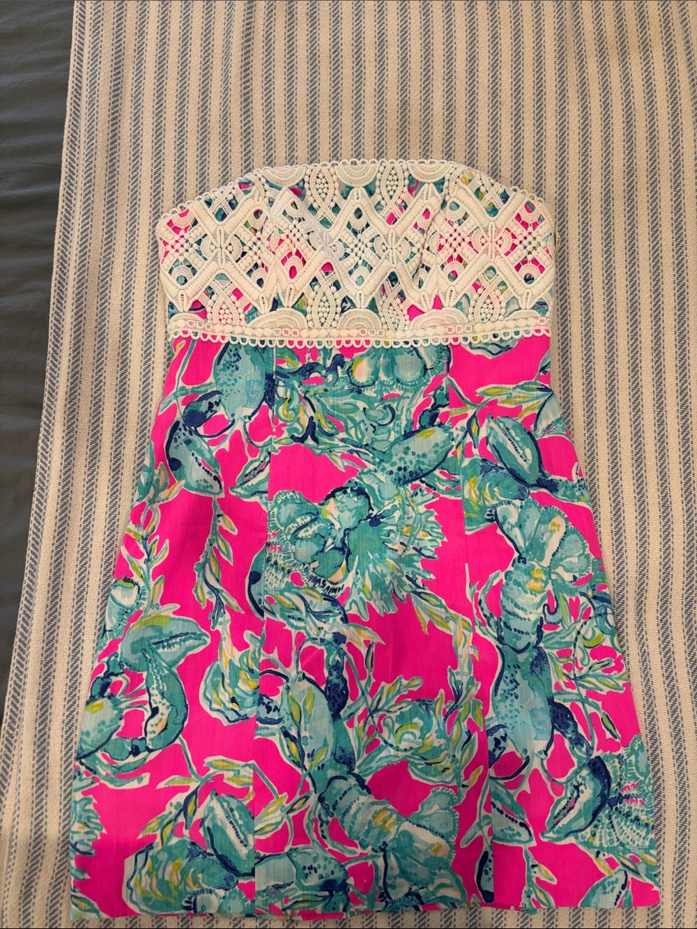 Lilly Pulitzer Strapless Mini Dress in Hot Pink and Teal